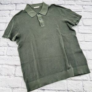 Onia Mens Polo Sweater Small Grey Short Sleeve Collared Textured Casual